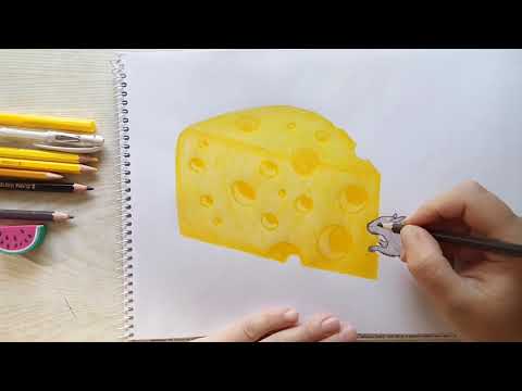 Как нарисовать кусок сыра и мышь