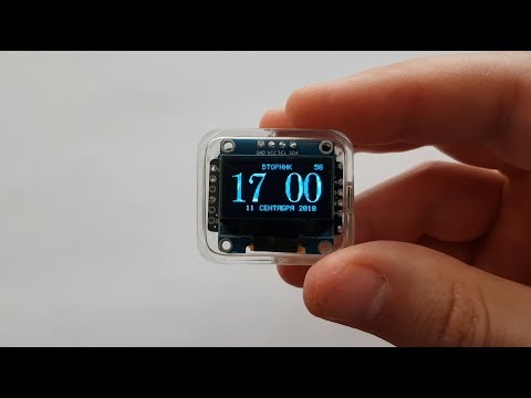 Часы с будильником на OLED 0 96 термометром влажностью и барометром