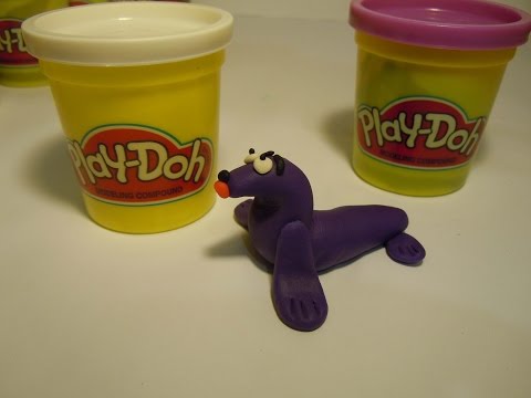 Как слепить из пластилина Плей До или теста для лепки тюленя. How to make a seal of Play Doh (clay).