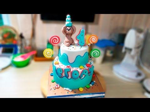 Двухъярусный детский торт с мишкой / Bunk children