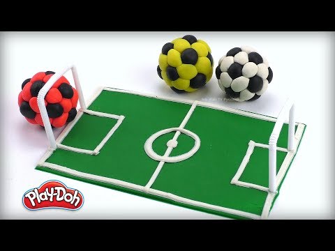 Как слепить футбольный мяч и футбольное поле Плей До Поделки для детей из пластилина Play Doh Учим ц