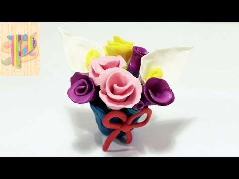 How To Make Plasticine Clay Flowers Как сделать цветы из пластилина