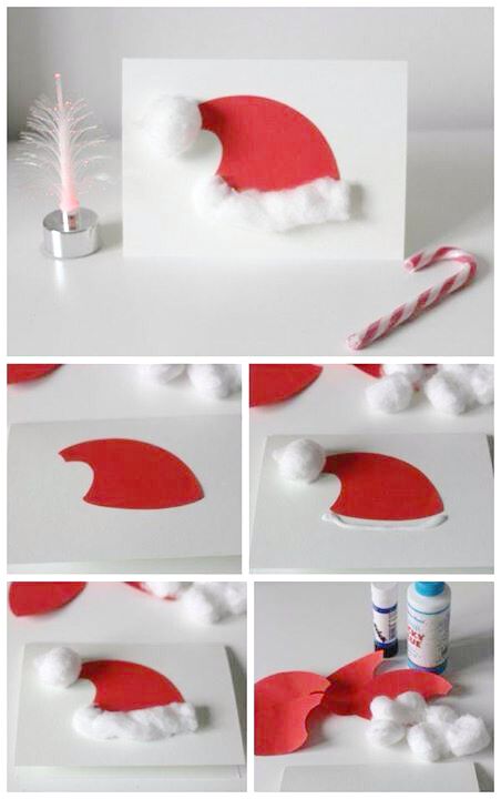 инструкция изготовление новогодней открытки с шапкой деда мороза