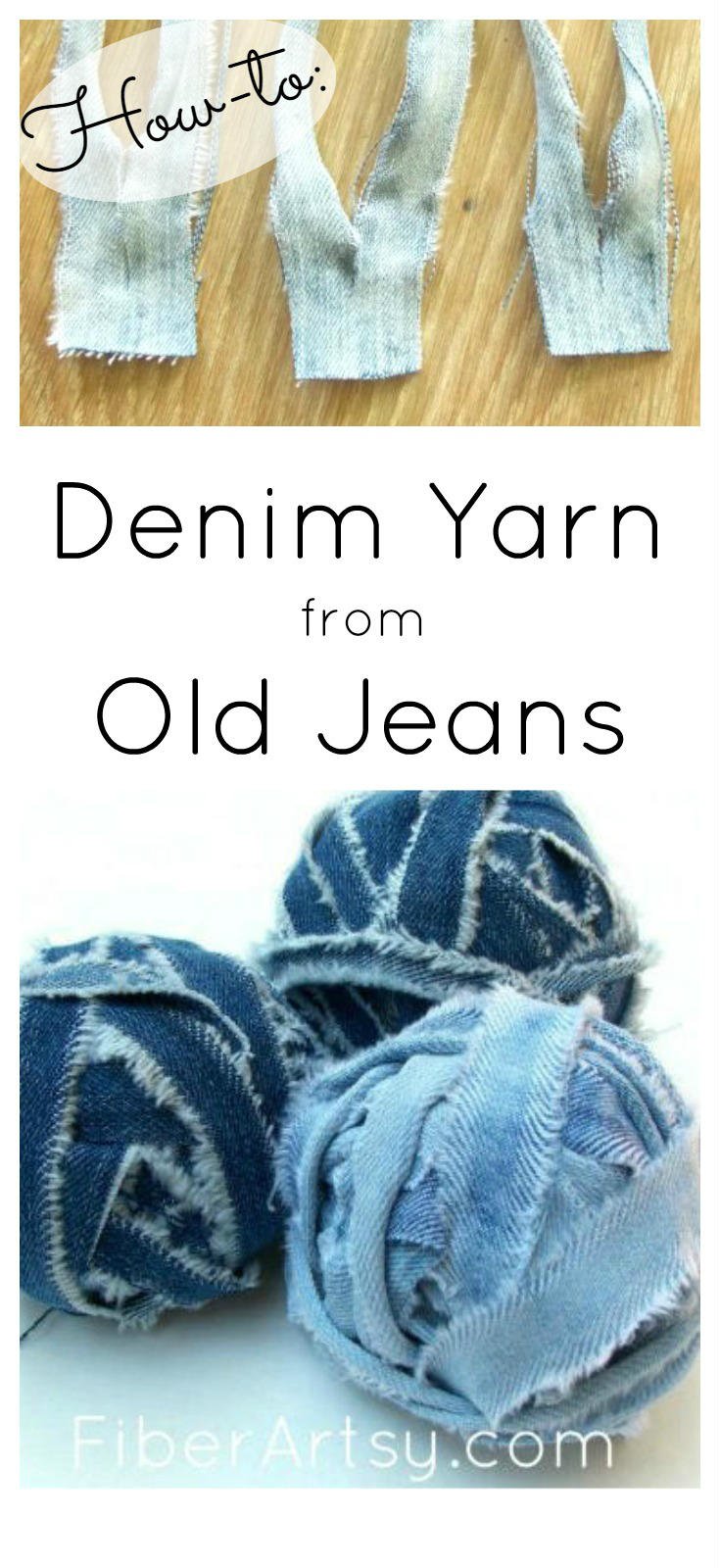 Make Denim Yarn from your old Jeans. Easy step by step DIY tutorial