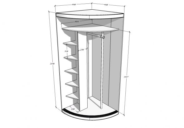 радиусный угловой шкаф купе
