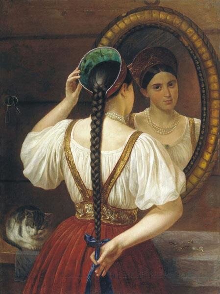 Ф. Будкин, Девушка перед зеркалом