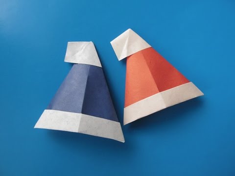 ШАПКА САНТЫ -   Легкое Новогоднее Оригами из Бумаги Своими Руками. Видео урок для детей и начинающих