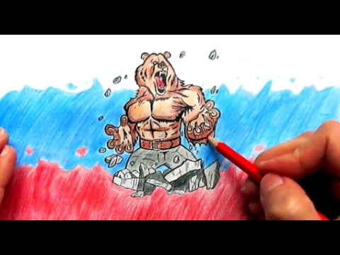 Как нарисовать флаг России поэтапно(Ehedov Elnur) How to draw a Bear and Russian flag