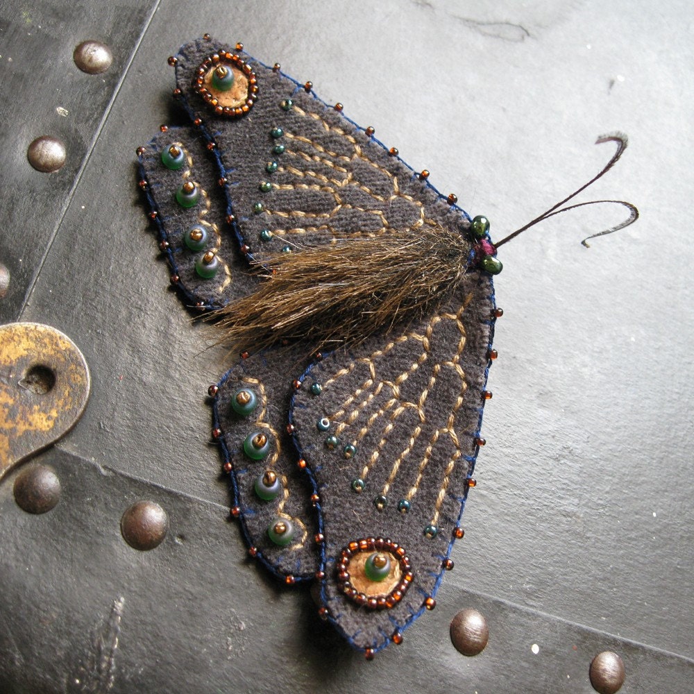 Small Rust Velvet Moth Brooch by GreenMothWorkshops on Etsy: 