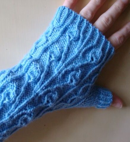 Free Knitting Pattern for Leafy Twist Fingerless Mitts