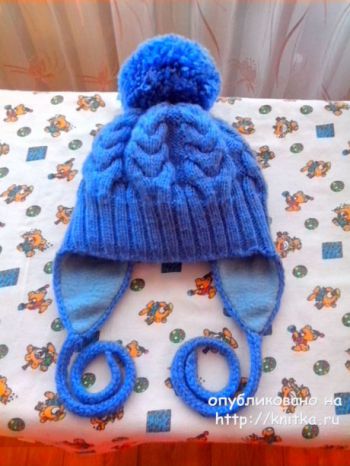 Детская шапка зимняя связана спицами