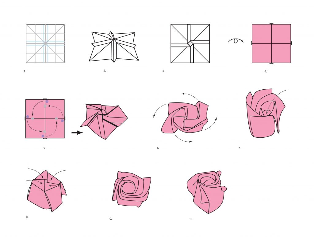 Роза в технике оригами