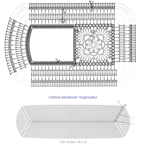 Схема вязания тапочек: