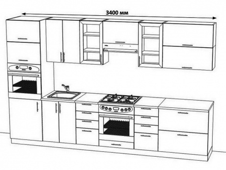 Проект кухонного гарнитура линейного типа