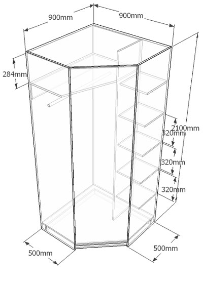 Чертеж углового шкафа