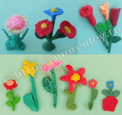 Детские поделки цветы из пластилина и массы для лепки