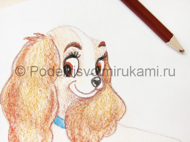 Рисуем собаку цветными карандашами - фото 18.