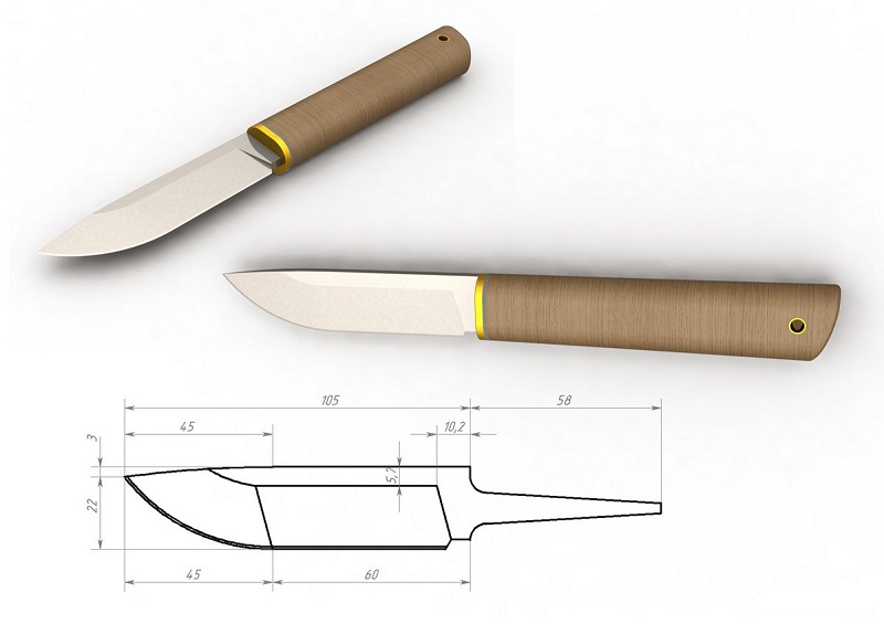 Нож из напильника и чертеж к нему