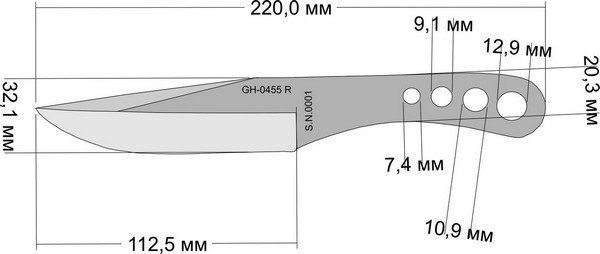 Чертеж метательного ножа