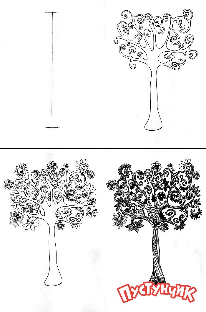 Как нарисовать дерево - дуб, фото 3