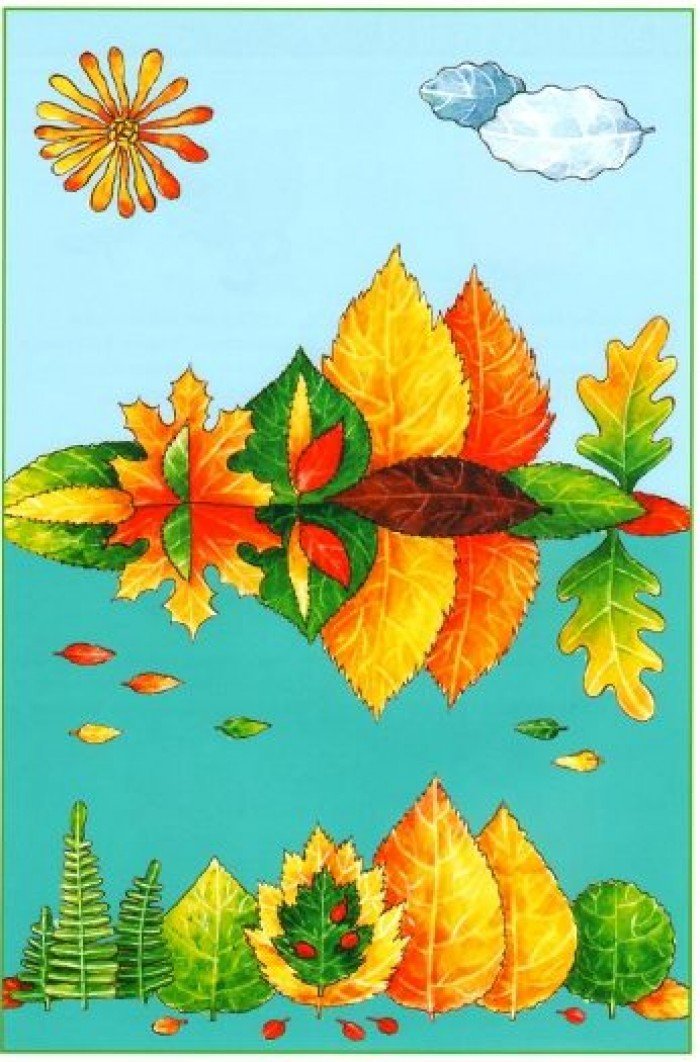 аплікація з осіннього листя, фото 18