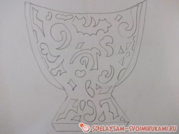 ажурная вазочка с цветами из бумаги ажурная вазочка с цветами из бумаги