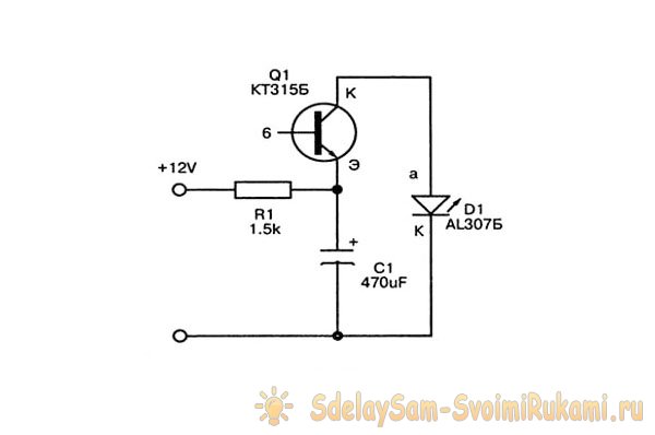 Простая мигалка на одном транзисторе