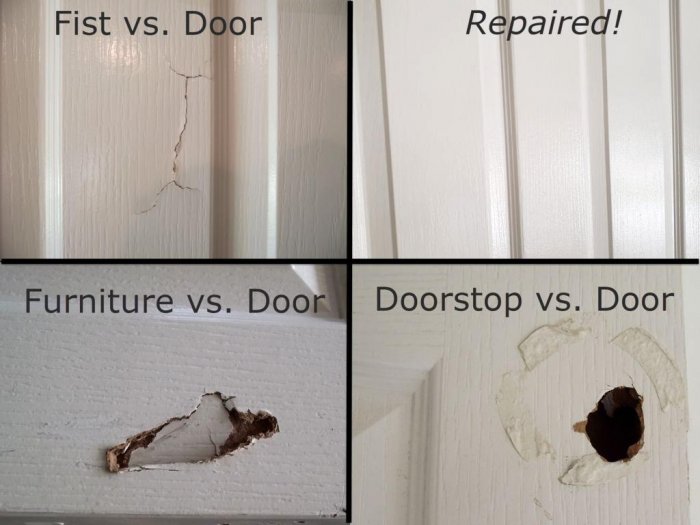 Как заделать дыру в межкомнатной двери