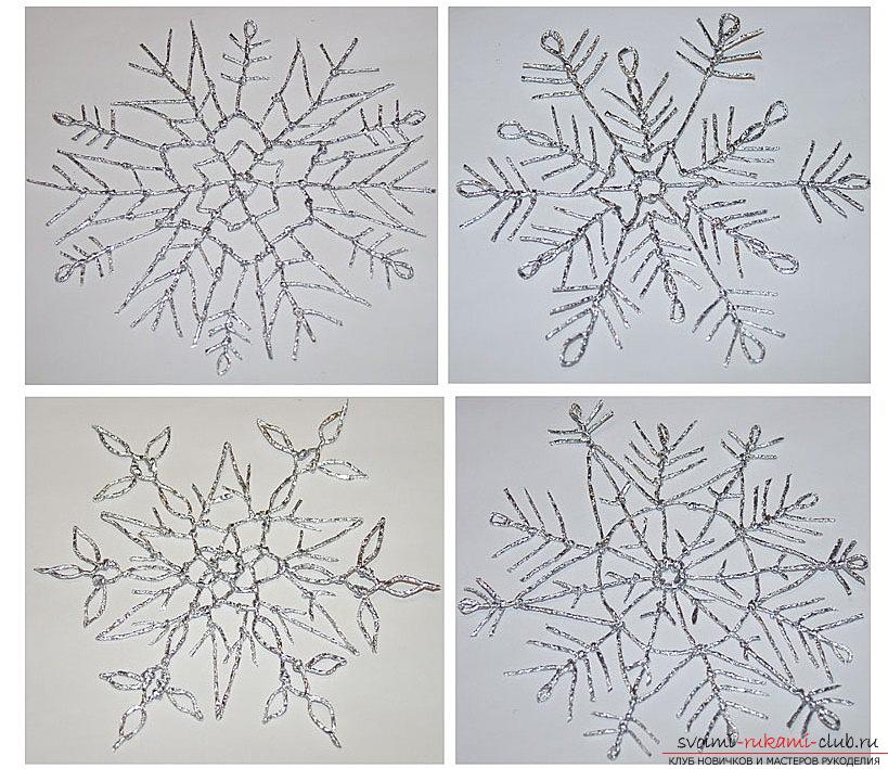 Оформление снежинки и свечки из фольги. Фото №10