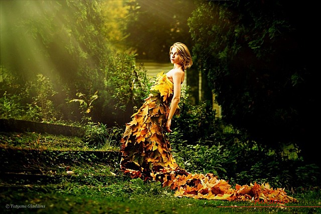 Платье из листьев, изготовленное своими руками. Как бесплатно создать такое платье.. Фото №2