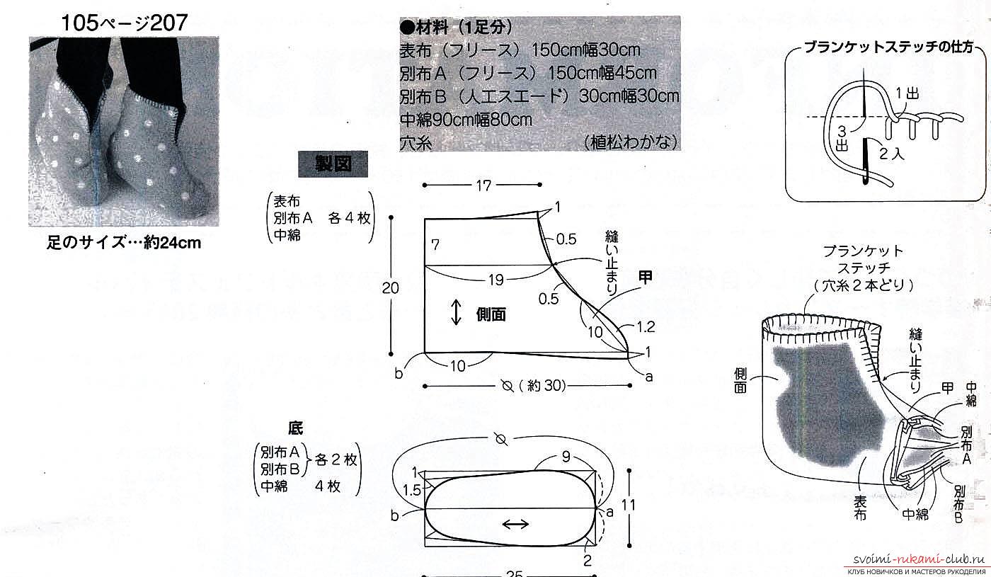 Выкройка теплых тапочек-сапожек. Фото №4