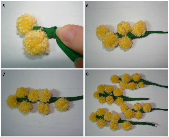 Мимоза из помпонов мастер-класс