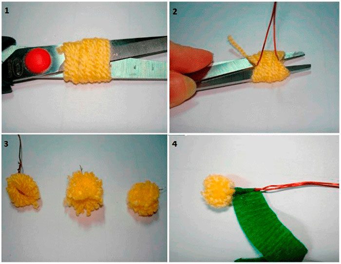 Мимоза из помпонов мастер-класс