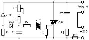 Схема регулятора мощности на симисторе