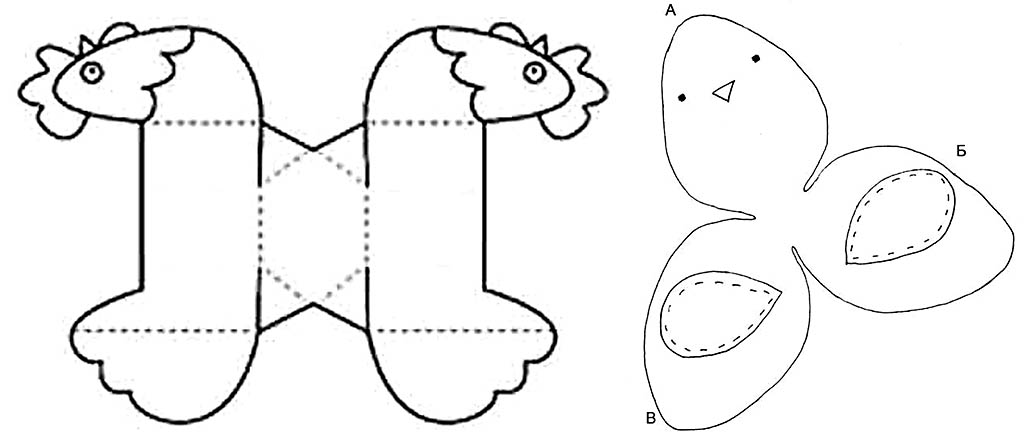Выкройки курочки и цыпленка для пасхальных поделок