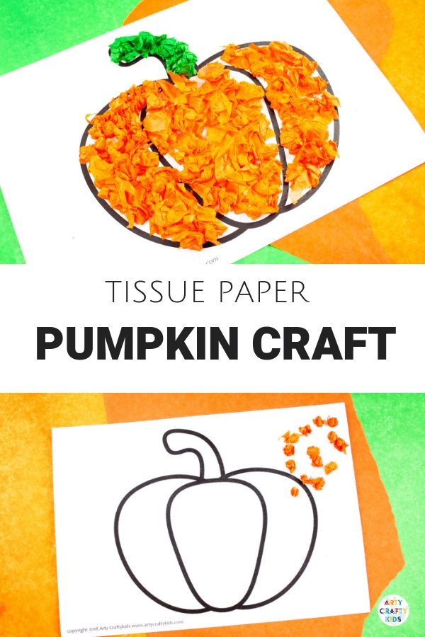 Arty Crafty Kids - Tissue Paper Pumpkin Craft for kids. A sweet Autumn or Halloween craft that