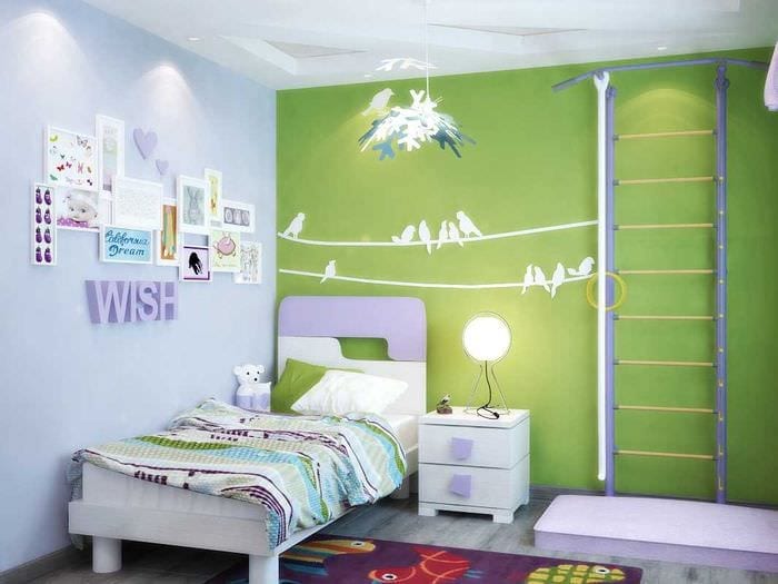вариант светлого декорирования детской комнаты