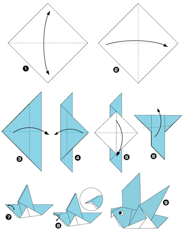 голубь оригами схема
