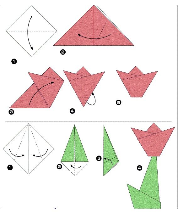 Схема создания цветка оригами