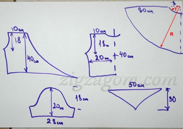 Схематичная выкройка костюма цыганки